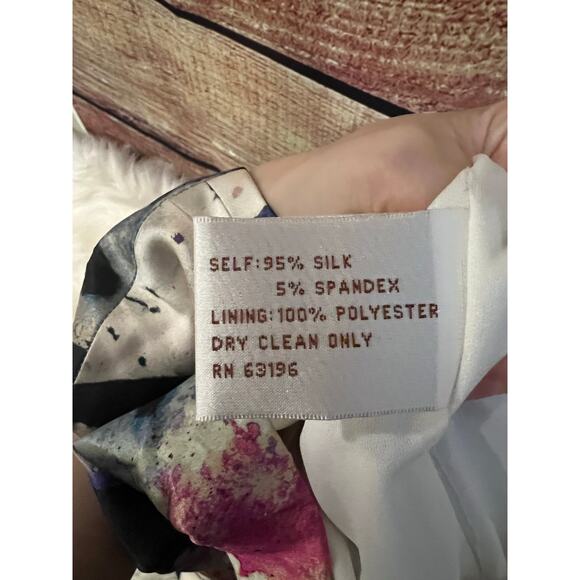 Suzi Chin Maggie Boutique Sheath Midi Dress SILK Floral Watercolor Sleeveless 12 - Picture 8 of 8